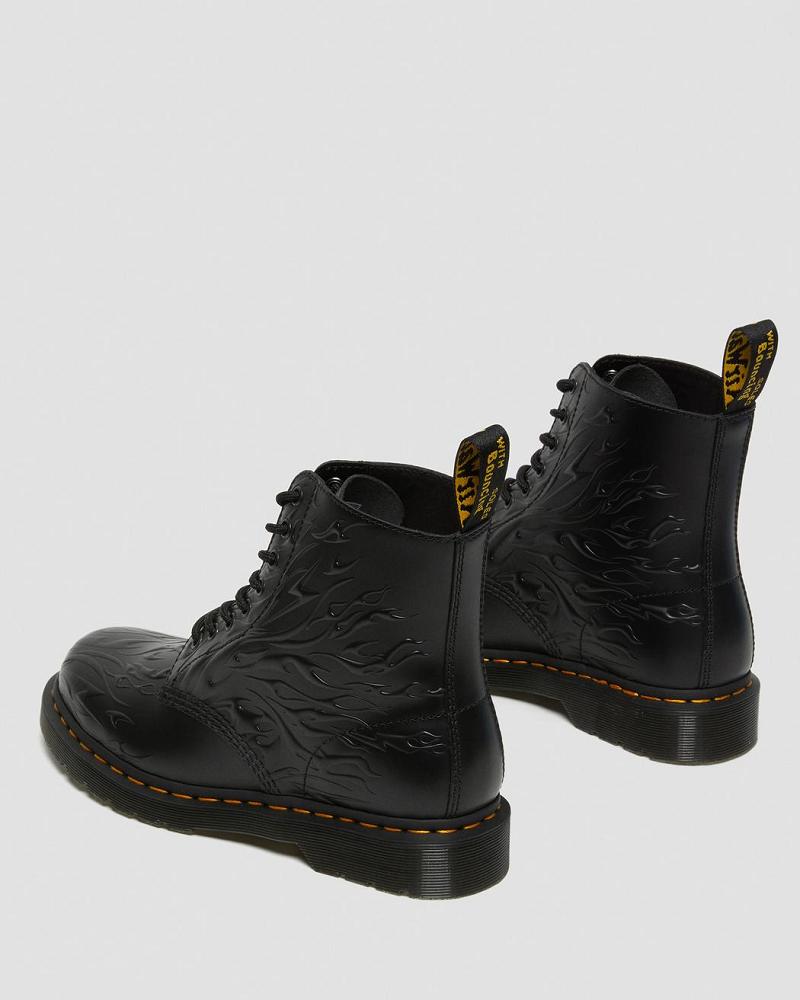 Dr Martens 1460 Flames Emboss Leren Veterlaarzen Heren Zwart | NL 299MQZ